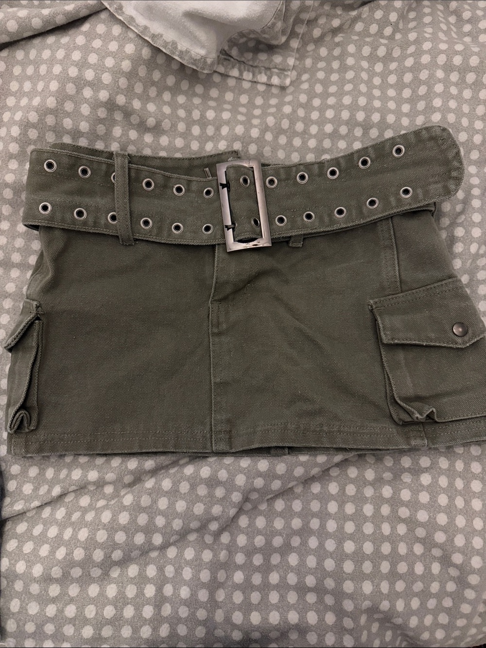 Princess Polly Olive Utility Mini Skirt with Grommet Belt